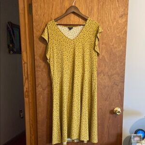 Ann Taylor Factory Yellow Patterned Midi Dress